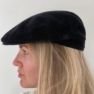 Burberry London Black Corduroy Newsie Hat